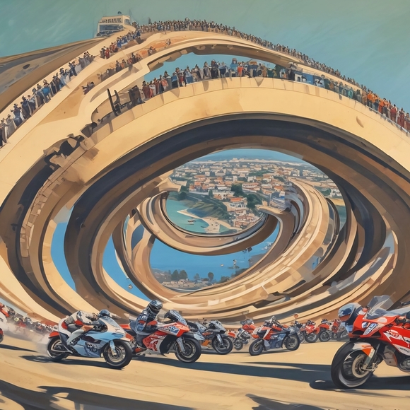Motorcycle Racing Art Print - Picture 1 of 1